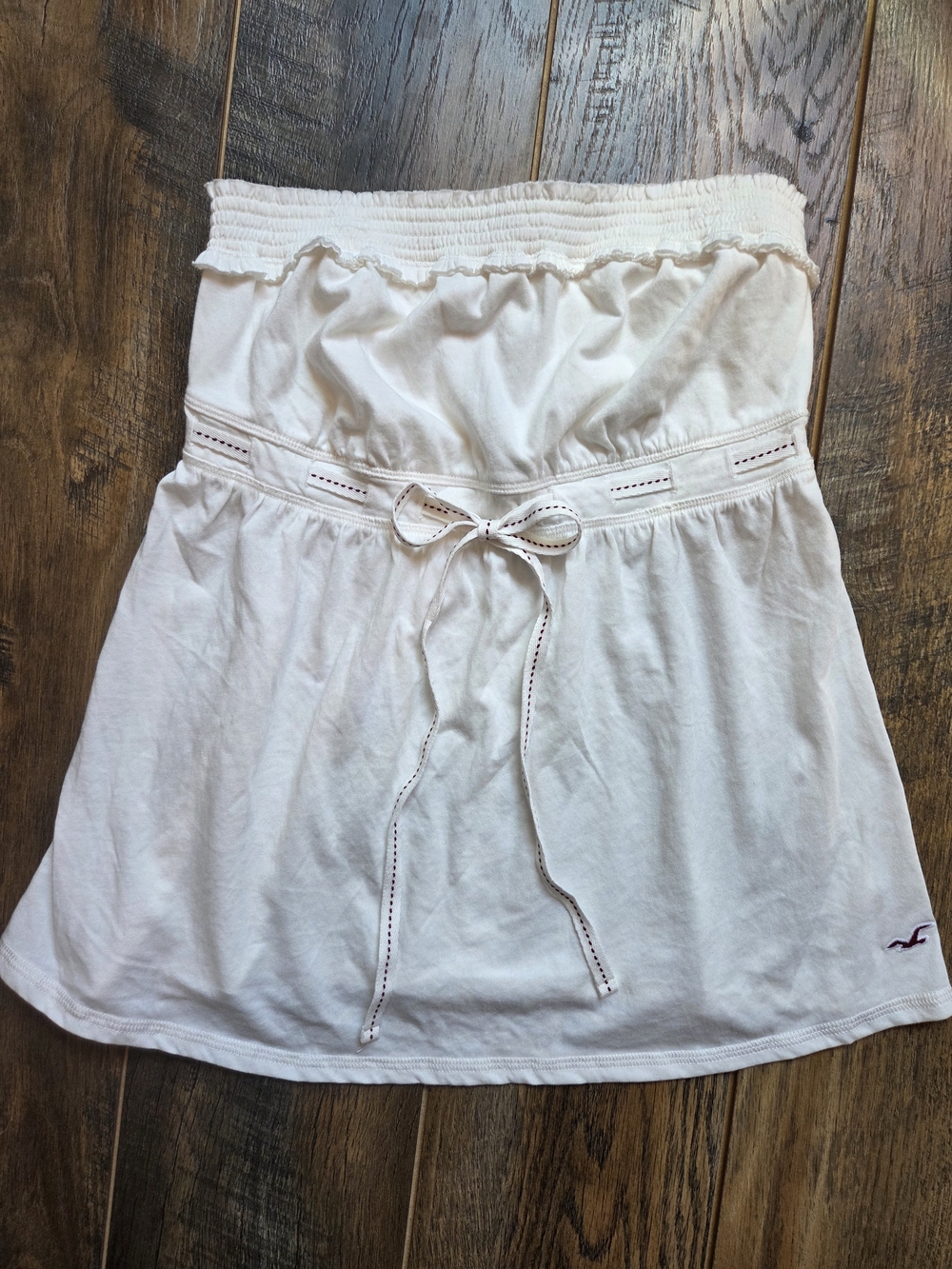 Hollister Y2K Vault 25th Anniversary Strapless Babydoll Tie Waist Top White S